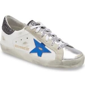 Golden Goose Private Edition Women’s Sneakers with Blue Star and Silver Accents